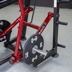 Muscle D Fitness Power Leverage V2 Overhead Triceps plate-loaded machine with padded handles and overhead arm support.