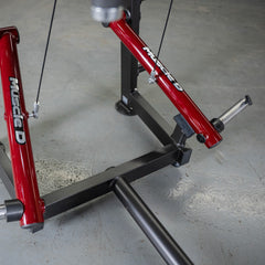 Muscle D Fitness Power Leverage V2 seated pec fly and rear delt combo machine with plate-loaded design and weight storage.