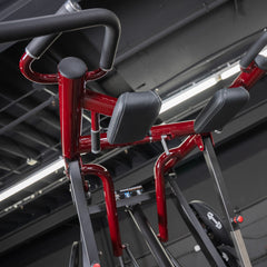 Muscle D Fitness Power Leverage V2 Viking Press Calf machine with sturdy frame and padded seat for calf and leg workouts.