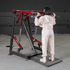 Muscle D Fitness Power Leverage V2 Viking Press Calf machine with sturdy frame and padded seat for effective calf and leg workouts.