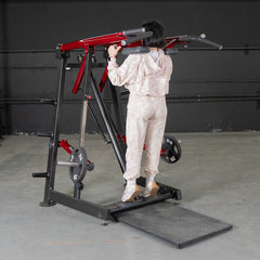Muscle D Fitness Power Leverage V2 Viking Press Calf machine with padded seat and weight plates for leg and calf exercises