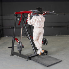 Muscle D Fitness Power Leverage V2 Viking Press Calf machine with adjustable seat and padded supports for calf and leg workouts.