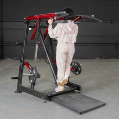Muscle D Fitness Power Leverage V2 Viking Press Calf machine with padded seat and adjustable leg support for calf muscle workouts.