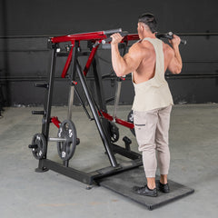 Muscle D Fitness Power Leverage V2 Viking Press calf machine with plate-loaded design and sturdy steel construction.
