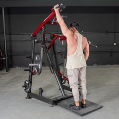 Muscle D Fitness Power Leverage V2 Viking Press Calf machine with padded seat and weight plates for leg workouts.