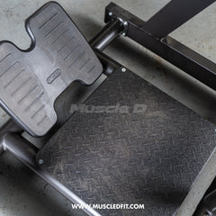 Muscle D Fitness Power Leverage V2 Chest Supported Linear Bearing Row plate-loaded machine with padded chest support and linear bearing guides.