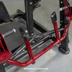 Muscle D Fitness Power Leverage V2 chest supported linear bearing row plate loaded gym equipment showing padded chest support and weight plates