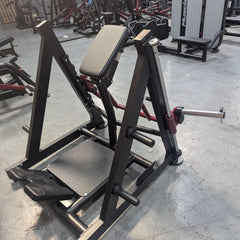Muscle D Fitness Power Leverage V2 Chest Supported Linear Bearing Row plate-loaded machine with padded chest support and linear bearing row mechanism.