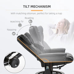 Adjustable Black Faux Leather Remote Massage Recliner Chair w/ Ottoman by HomePacific