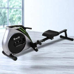 Trustymall rowing exercise machine with adjustable resistance, compact design, and digital display for home gym workouts.