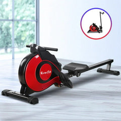 Trustymall Everfit Resistance Rowing Machine with adjustable handle and monitor, ideal for full-body cardio workouts.