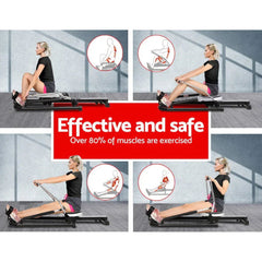 Trustymall rowing exercise machine with hydraulic resistance, featuring a sleek design and adjustable rowing handle for full-body workout.