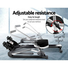 Trustymall rowing exercise machine with hydraulic resistance, featuring adjustable handles and a sturdy frame for full-body workouts.