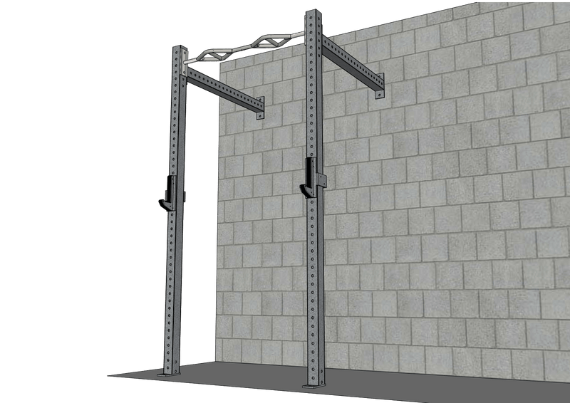 Muscle D Fitness TG-W4-S TGrip Commercial 4-foot wall mount rig with 3x3 steel frame for fitness training and strength workouts.