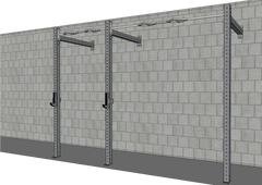 Muscle D Fitness TGrip Commercial 10' wall mount rig with 3x3 steel frame, multi-grip pull-up bars, and sandwich style J-hooks.