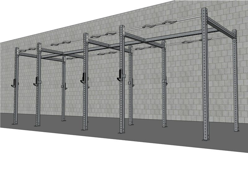 Muscle D Fitness TG-R20-S2 TGrip Commercial 20-foot steel rig with 3x3 inch steel posts for gym or fitness training spaces