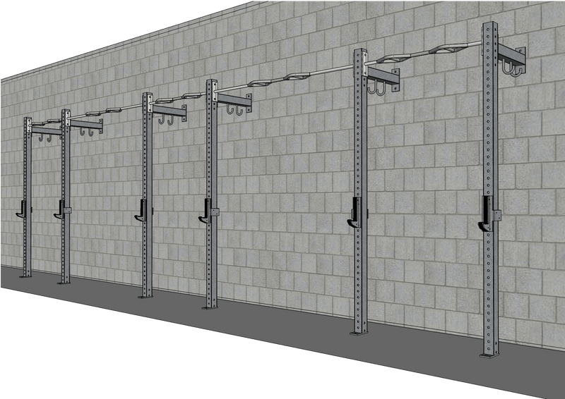Muscle D Fitness TG-LPW24-S TGrip 24-foot low profile wall mount rig with 3x3 steel construction for commercial gym use