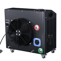 Rear left view of the ONLINE TREADMILL FOR SALE, showcasing its sturdy frame and motor area from the side angle.