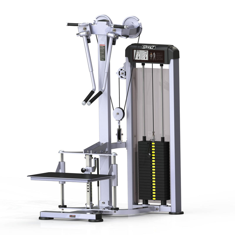 Muscle D Fitness Sweet Multi-Flight Trainer selectorized exercise machine with adjustable weights and multiple workout stations.