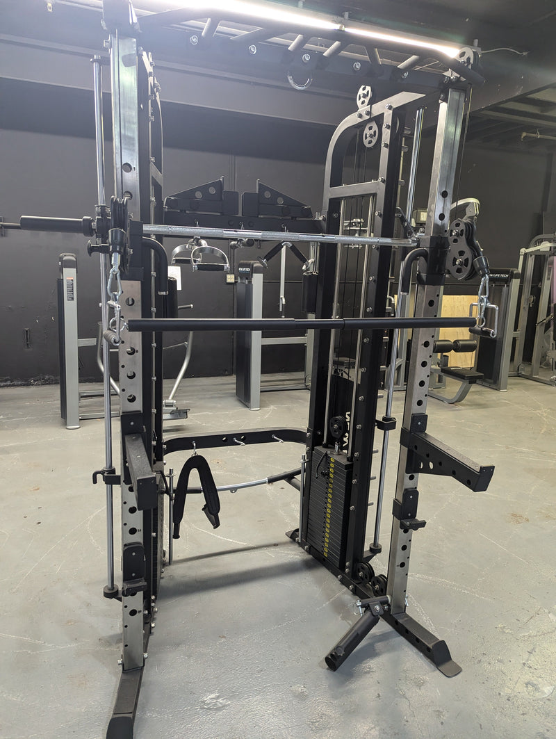 Muscle D Fitness Sweet Low Profile Multi-Rack selectorized gym equipment with multiple weight storage slots and a sleek design