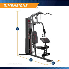 Compact 24 Hour Sport home gym equipment with versatile exercise options, featuring adjustable weights and multiple workout stations.