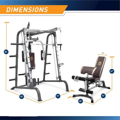 Image of 24 Hour Sport's home gym rack and cage with Smith machine and leg press for strength training.
