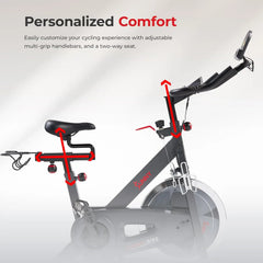 LUXHOME exercise bike with 40 LB flywheel, adjustable seat, and indoor cycling design for home fitness workout.