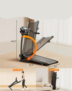 Compact 24 Hour Sport incline treadmill for small spaces, featuring a sleek design and digital display for home workouts.