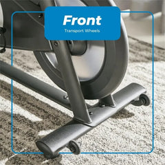 LUXHOME Smart Connect Fitness Bike with adjustable seat and handlebars, digital display, and sleek black design for home exercise.
