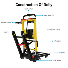 Anti Spier electric stair climbing hand truck with aluminum frame, designed for moving heavy furniture and logistics.