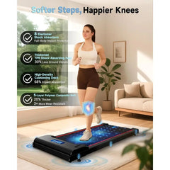 Nilent under desk treadmill by 24 Hour Sport featuring a sleek design, BLDC motor, and XL belt for quiet walking and running.