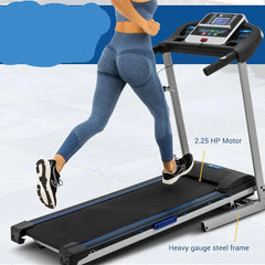 Foldable 24 Hour Sport treadmill for home workouts, compact design with running belt and control panel visible in the image.