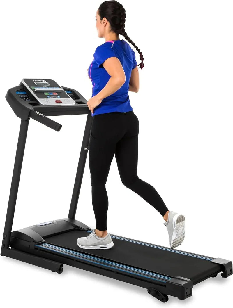 Compact 24 Hour Sport treadmill with XTERRA+ app for home fitness, featuring a sleek running deck and digital display.