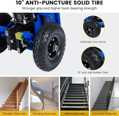 Anti Spier electric stair climber hand truck with aluminum frame, heavy-duty capacity for moving furniture and logistics.
