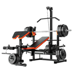 Multi-functional home gym bench by 24 Hour Sport, versatile workout equipment for strength training and fitness at home.