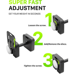 Adjustable dumbbell set by Anti Spier, featuring multiple weight plates and a sturdy handle for versatile strength training.