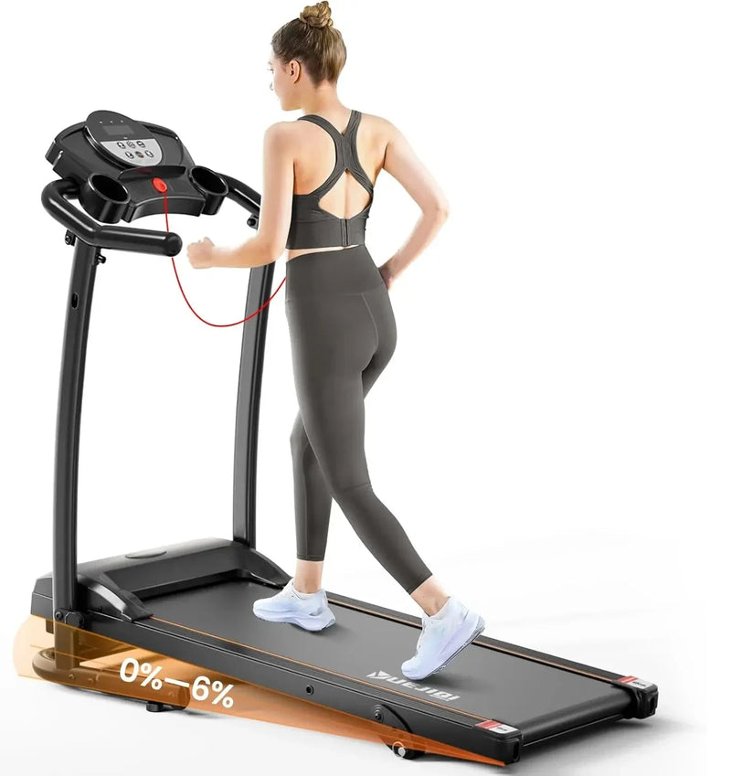 Compact 24 Hour Sport incline treadmill for small spaces, featuring a sleek design and digital display for home workouts.
