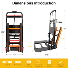 Anti Spier electric stair climbing hand truck with aluminum frame, designed for moving heavy furniture and logistics.