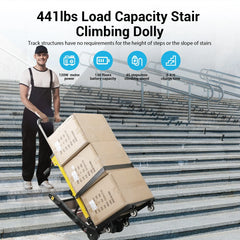 Anti Spier electric stair climber hand truck with aluminum frame, lifting heavy furniture and logistics loads up to 880 pounds.