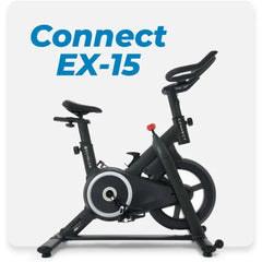 LUXHOME Smart Connect Fitness Bike with adjustable seat and handlebars, digital display, and sturdy frame for indoor exercise.
