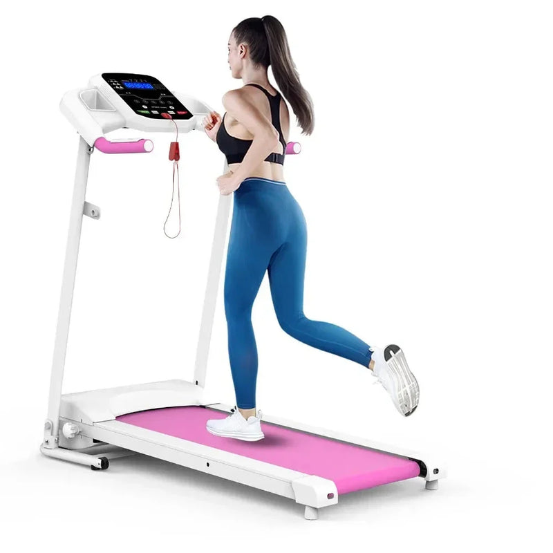 Foldable 24 Hour Sport treadmill with 15 workout programs and adjustable incline, suitable for home exercise.