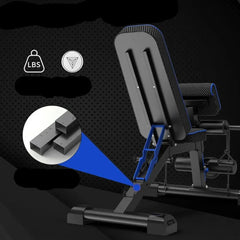 Adjustable foldable weight bench for home gyms by 24 Hour Sport, featuring padded seating and adjustable backrest for versatile workouts.