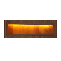 Golden Designs GDI-8230-01 Reserve Edition sauna with Himalayan Salt Bar, 3-person near-zero EMF full spectrum sauna interior.