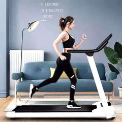 Foldable 24 Hour Sport treadmill with digital display, control buttons, and built-in smart features for versatile home workouts.