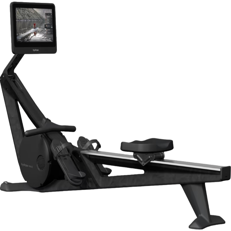 Modern Reform Hydrow Wave-1 Pilates Rower in Pirate Black, featuring a sleek design and adjustable seat for full-body workouts.