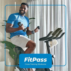 LUXHOME Smart Connect Fitness Bike with adjustable seat and handlebars, digital display, and sturdy frame for home workouts.