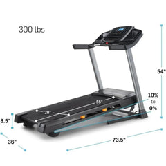 Home gym treadmill by 24 Hour Sport featuring incline, Bluetooth connectivity, and sleek design for effective cardio workouts.