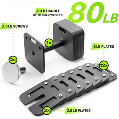 Adjustable dumbbell set by Anti Spier, featuring black metal weights and a compact handle for versatile strength training.