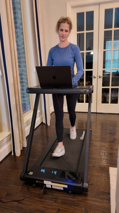 Lifesmart TM2202 treadmill with digital display, handrails, and running belt, designed for home cardio workouts.