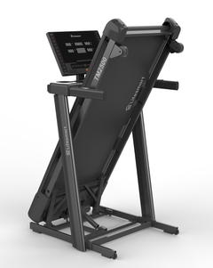 Lifesmart TM2500 PowerTouch treadmill with digital display, sturdy frame, and running belt for home fitness use.